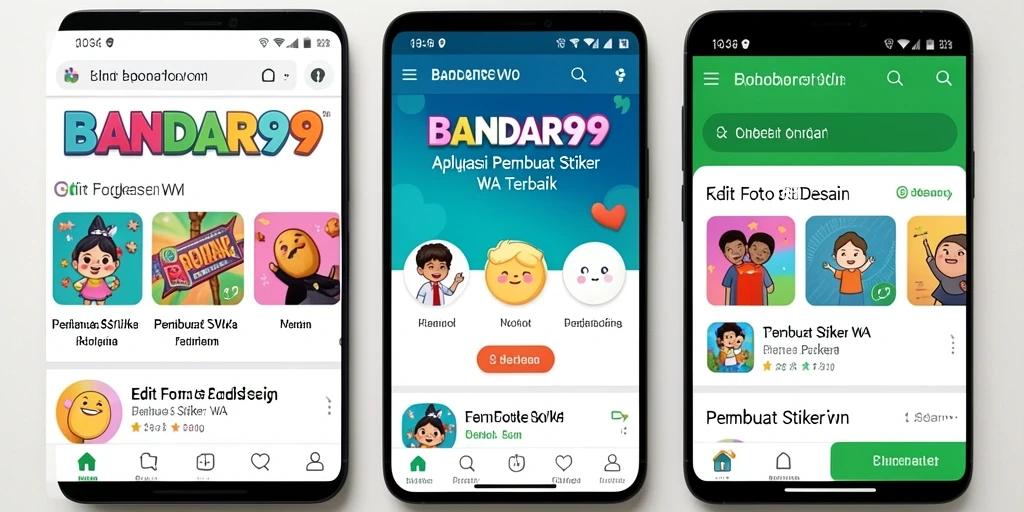 Antarmuka aplikasi BANDAR99 untuk Pembuat Stiker WA yang user-friendly.