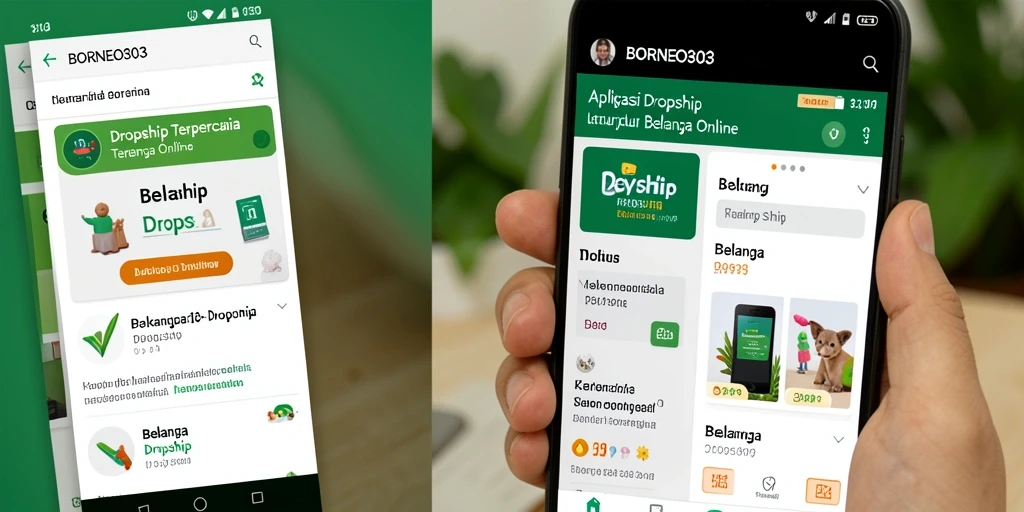 Antarmuka pengguna BORNEO303 yang sederhana untuk navigasi produk dropship.