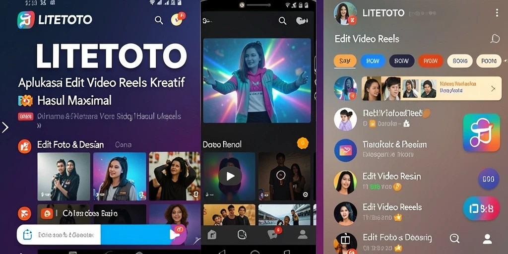 Antarmuka LITETOTO untuk edit video reels yang intuitif dan menarik.