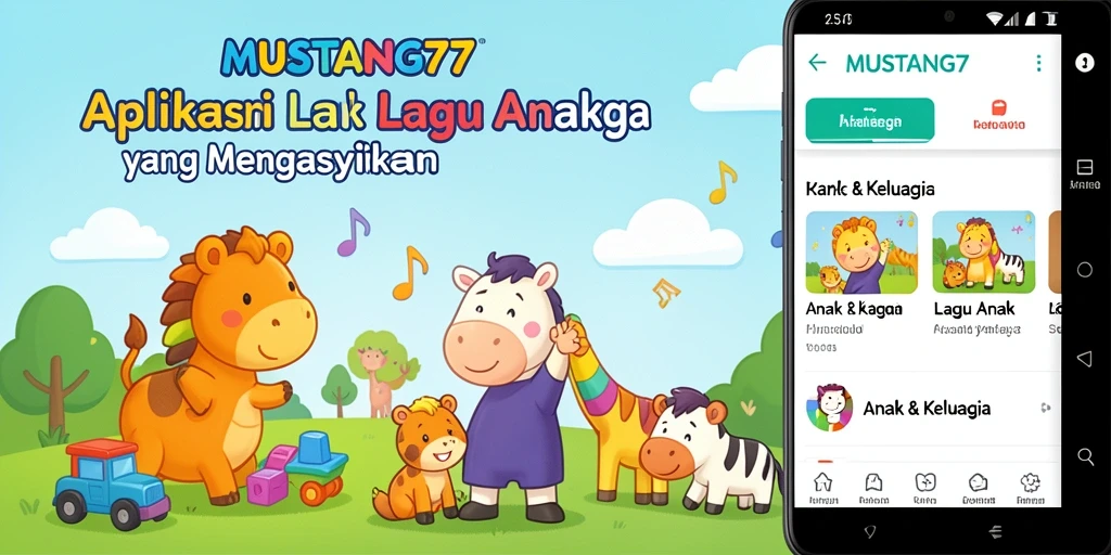 Antarmuka aplikasi MUSTANG77 yang ceria dan interaktif.