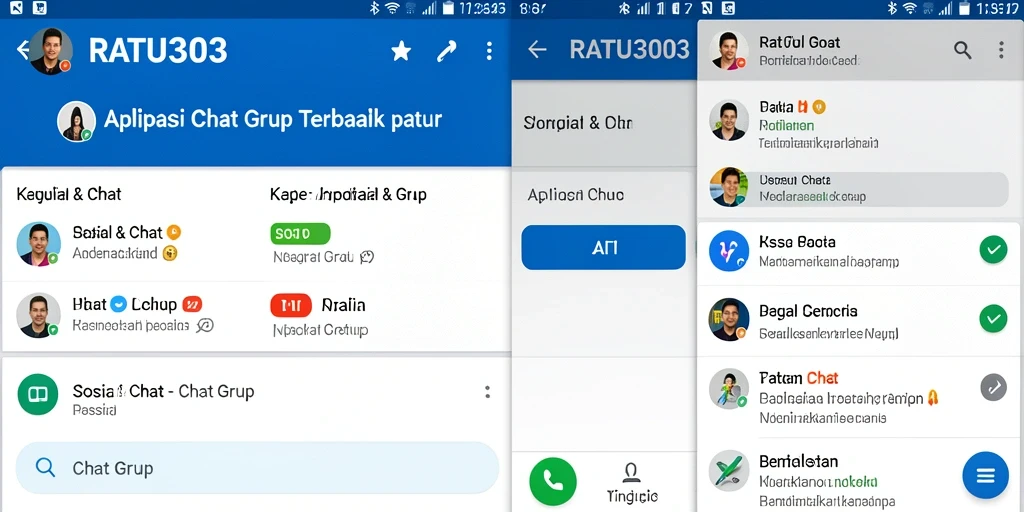 Tampilan antarmuka utama RATU303 dengan fitur Chat Grup yang lengkap.