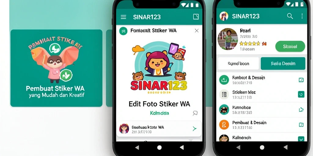Antarmuka aplikasi SINAR123 untuk membuat stiker WA.